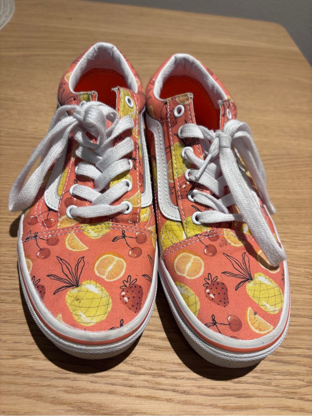 Vans Kids Fruit Print Old Skool Sneakers - Coral with Yellow Accents